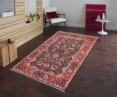 handmade Traditional Kafkaz Black Red Hand Knotted RECTANGLE 100% WOOL area rug 5x8