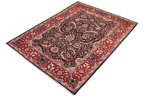 handmade Traditional Kafkaz Black Red Hand Knotted RECTANGLE 100% WOOL area rug 5x8