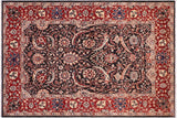 Shabby Chic Ziegler Adelia Black/Red Hand-Knotted Wool Rug - 5'4'' x 8'1''