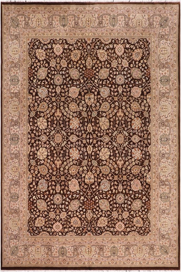 handmade Traditional  Brown Tan Hand Knotted RECTANGLE 100% WOOL area rug 8'X10'