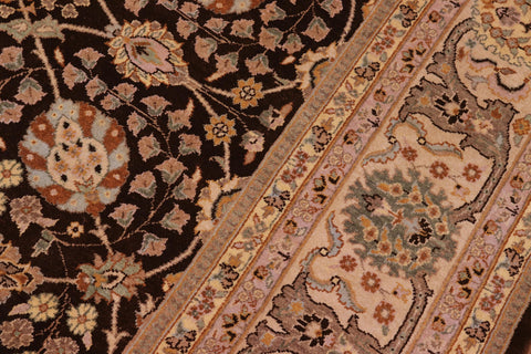 handmade Traditional  Brown Tan Hand Knotted RECTANGLE 100% WOOL area rug 8' x 10'