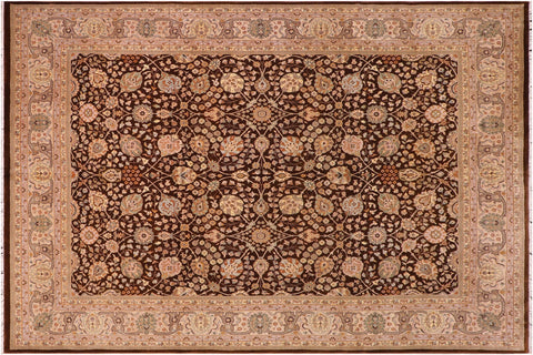 handmade Traditional  Brown Tan Hand Knotted RECTANGLE 100% WOOL area rug 8' x 10'