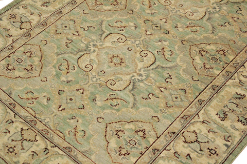 handmade Traditional Kafkaz Lt. Green Ivory Hand Knotted RECTANGLE 100% WOOL area rug 4x6