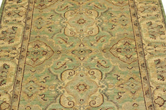 handmade Traditional Kafkaz Lt. Green Ivory Hand Knotted RECTANGLE 100% WOOL area rug 4X6