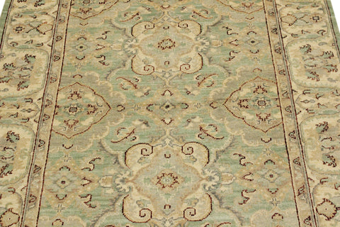 handmade Traditional Kafkaz Lt. Green Ivory Hand Knotted RECTANGLE 100% WOOL area rug 4x6