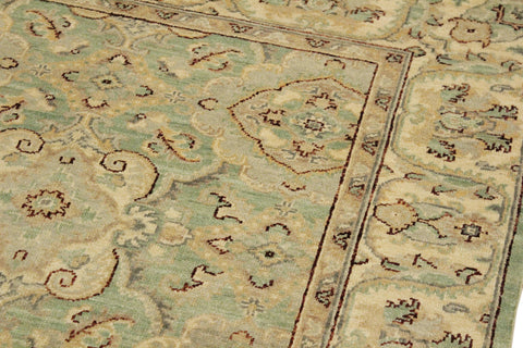 handmade Traditional Kafkaz Lt. Green Ivory Hand Knotted RECTANGLE 100% WOOL area rug 4x6
