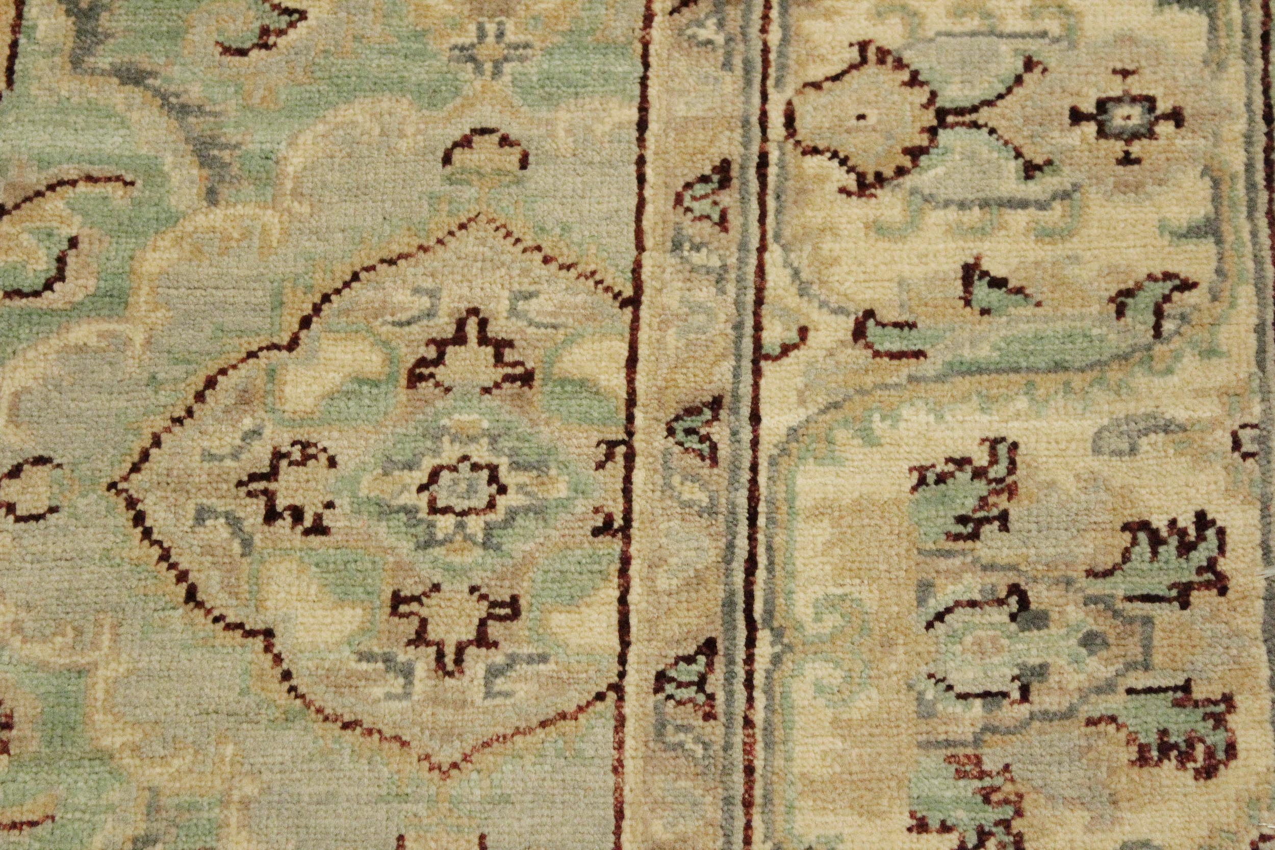handmade Traditional Kafkaz Lt. Green Ivory Hand Knotted RECTANGLE 100% WOOL area rug 4x6