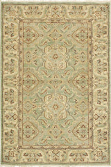 handmade Traditional Kafkaz Lt. Green Ivory Hand Knotted RECTANGLE 100% WOOL area rug 4X6