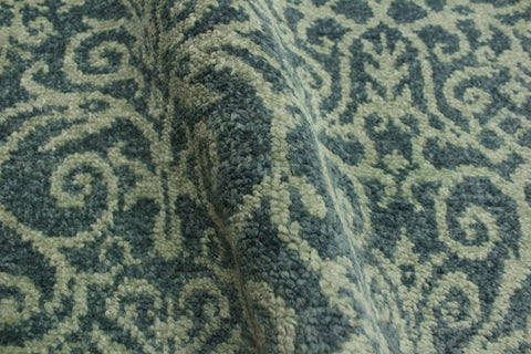 handmade Transitional Cryena Green Blue Lt. Green Hand Knotted RECTANGLE WOOL&SILK area rug 4' x 6'
