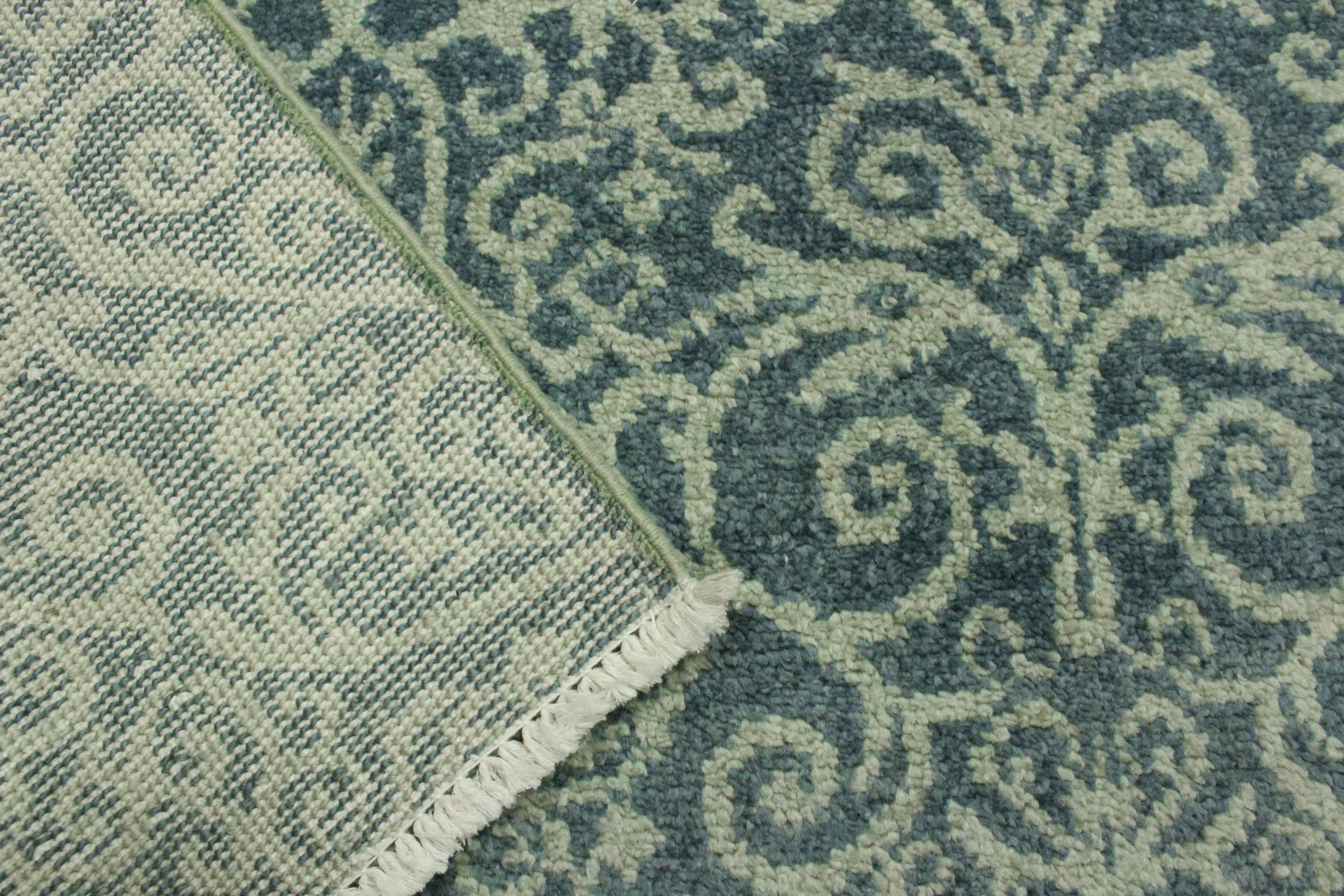handmade Transitional Cryena Green Blue Lt. Green Hand Knotted RECTANGLE WOOL&SILK area rug 4' x 6'