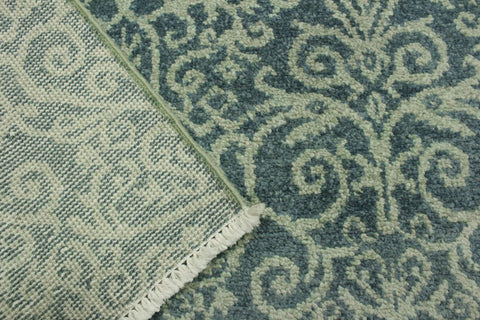 handmade Transitional Cryena Green Blue Lt. Green Hand Knotted RECTANGLE WOOL&SILK area rug 4' x 6'