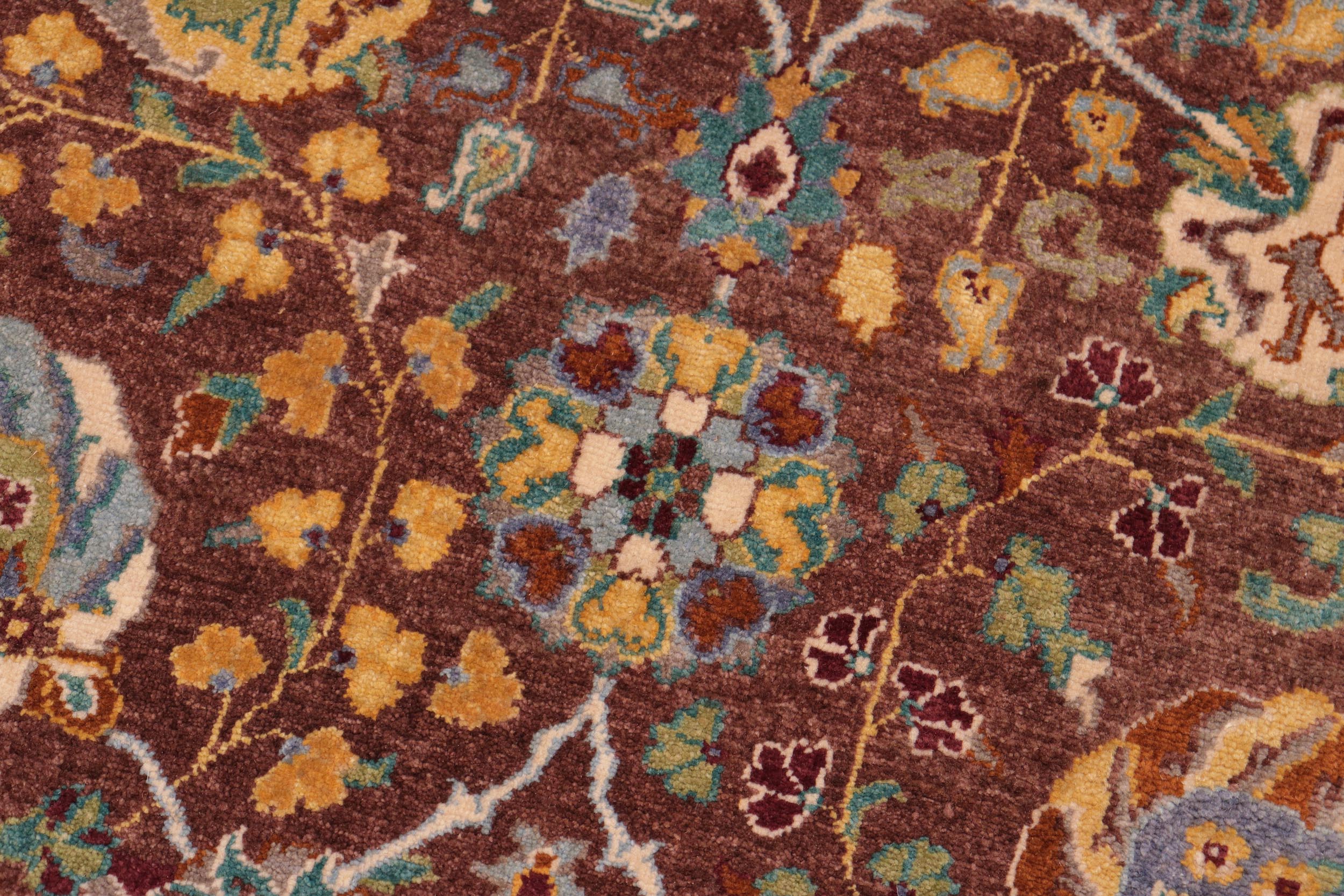 handmade Traditional Design Brown Green Hand Knotted RECTANGLE 100% WOOL area rug 8' x 10'