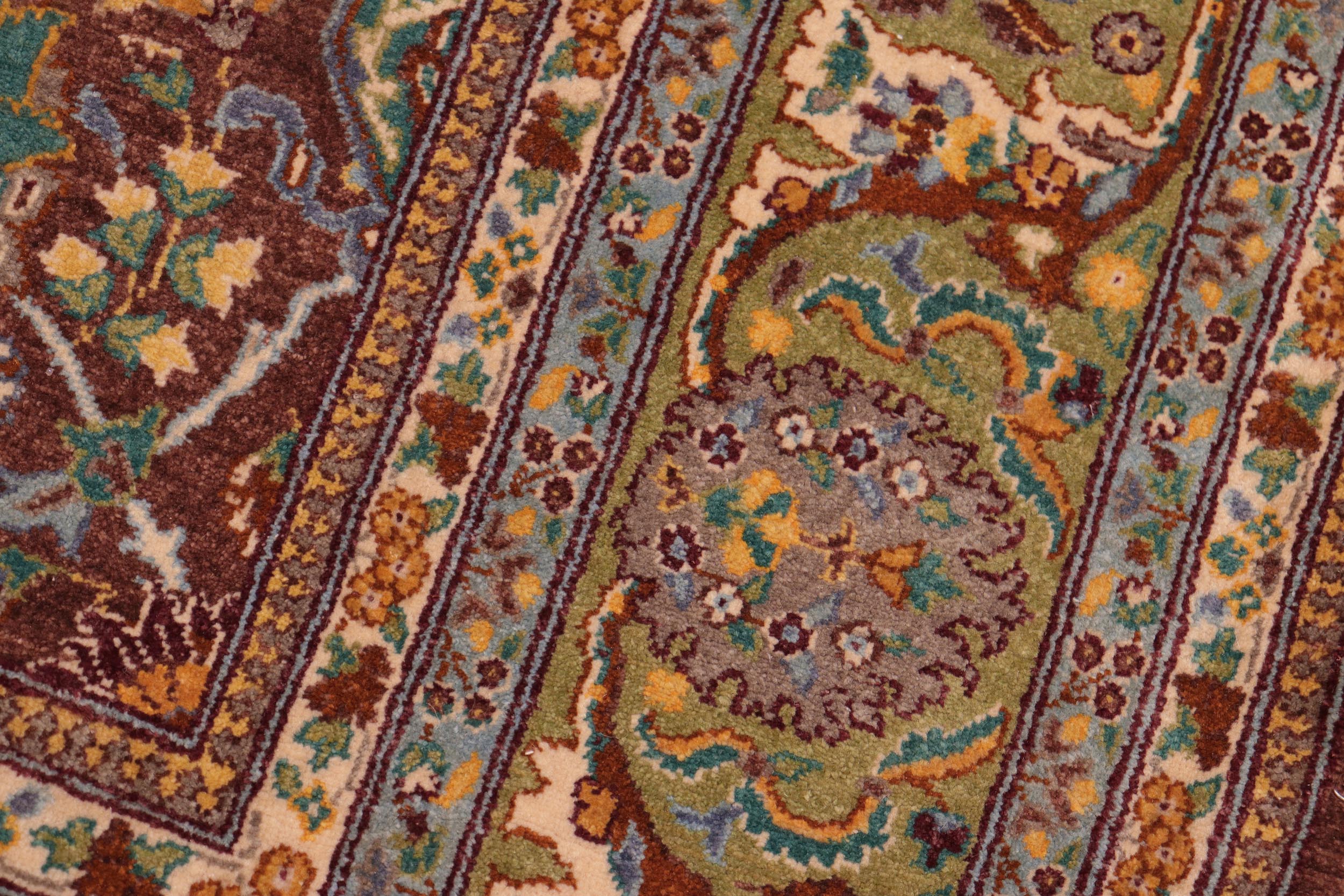 handmade Traditional Design Brown Green Hand Knotted RECTANGLE 100% WOOL area rug 8' x 10'
