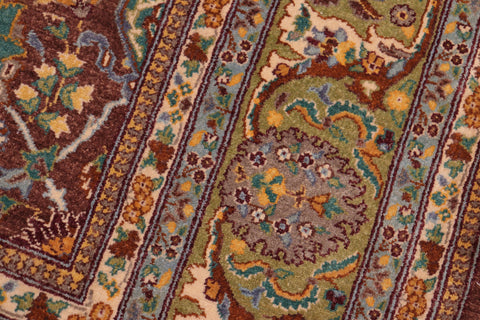 handmade Traditional Design Brown Green Hand Knotted RECTANGLE 100% WOOL area rug 8' x 10'