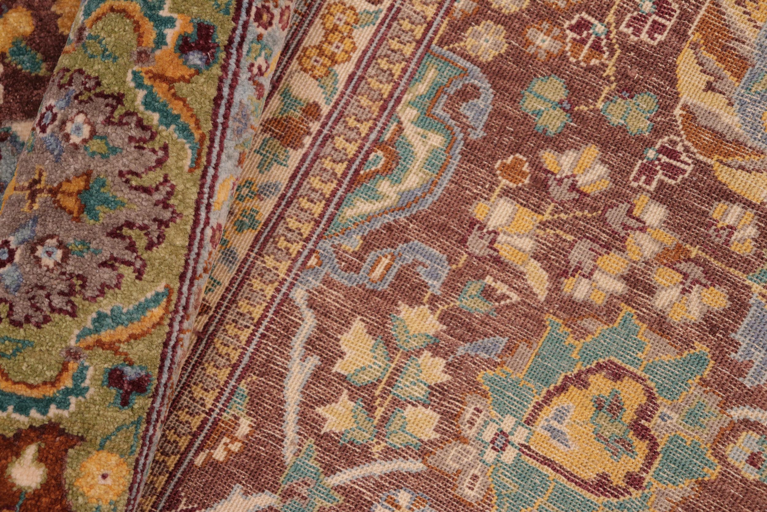 handmade Traditional Design Brown Green Hand Knotted RECTANGLE 100% WOOL area rug 8' x 10'
