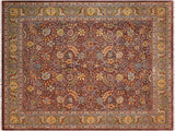 Turkish Knotted Istanbul Lillie Brown/Green Wool Rug - 8'2'' x 9'11''