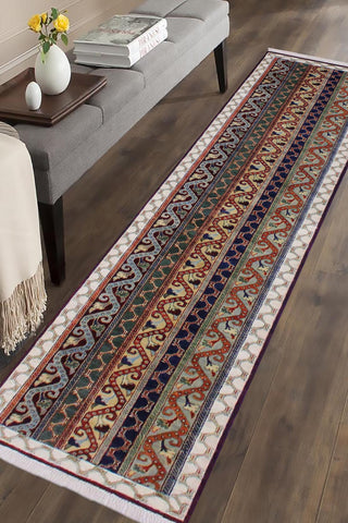 handmade Transitional Shawl Blue Ivory Hand Knotted RUNNER 100% WOOL area rug 2x10