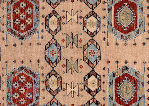 handmade Geometric Kurjean Tan Rust Hand Knotted RECTANGLE 100% WOOL area rug 4x6