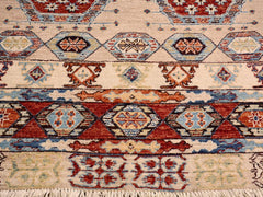 handmade Geometric Khorgeen Tan Rust Hand Knotted RECTANGLE 100% WOOL area rug 4x6