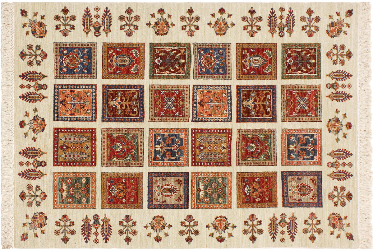 handmade Geometric Kurjean Beige Rust Hand Knotted RECTANGLE 100% WOOL area rug 4x6