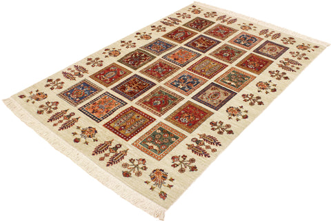 handmade Geometric Kurjean Beige Rust Hand Knotted RECTANGLE 100% WOOL area rug 4x6