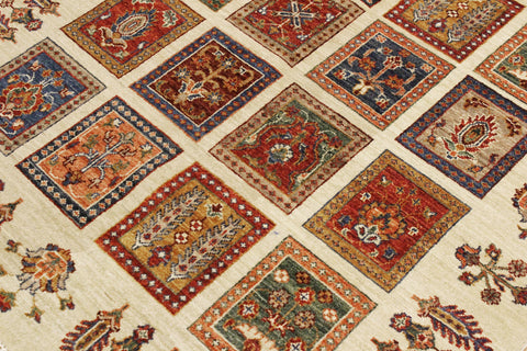 handmade Geometric Kurjean Beige Rust Hand Knotted RECTANGLE 100% WOOL area rug 4x6