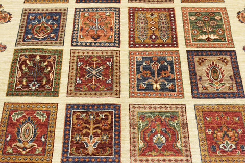 handmade Geometric Kurjean Beige Rust Hand Knotted RECTANGLE 100% WOOL area rug 4x6