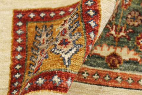 handmade Geometric Kurjean Beige Rust Hand Knotted RECTANGLE 100% WOOL area rug 4x6