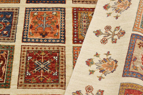 handmade Geometric Kurjean Beige Rust Hand Knotted RECTANGLE 100% WOOL area rug 4x6
