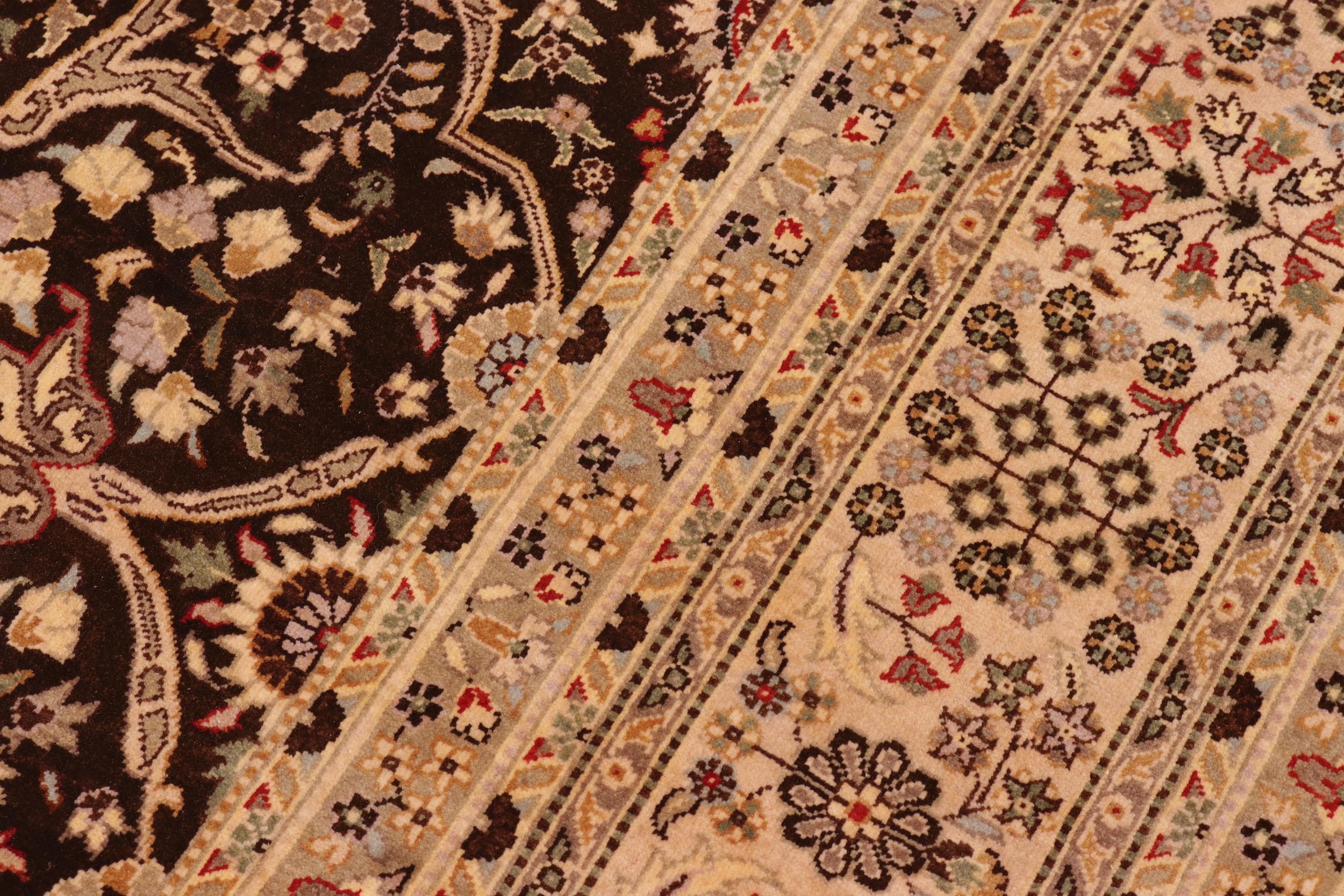 handmade Transitional Tabriz Brown Tan Hand Knotted RECTANGLE 100% WOOL area rug 8' x 10'