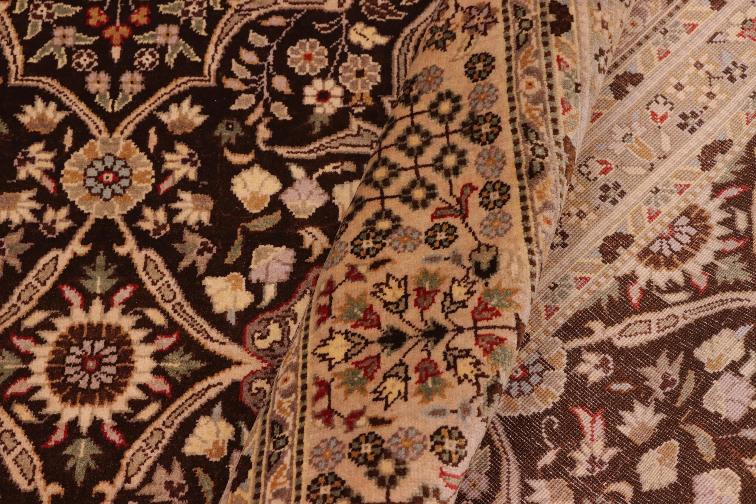 handmade Transitional Tabriz Brown Tan Hand Knotted RECTANGLE 100% WOOL area rug 8' x 10'
