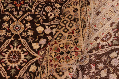 handmade Transitional Tabriz Brown Tan Hand Knotted RECTANGLE 100% WOOL area rug 8' x 10'
