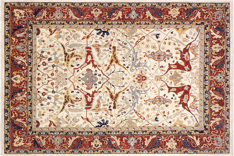 handmade Traditional Kafkaz Ivory Rust Hand Knotted RECTANGLE 100% WOOL area rug 12x15