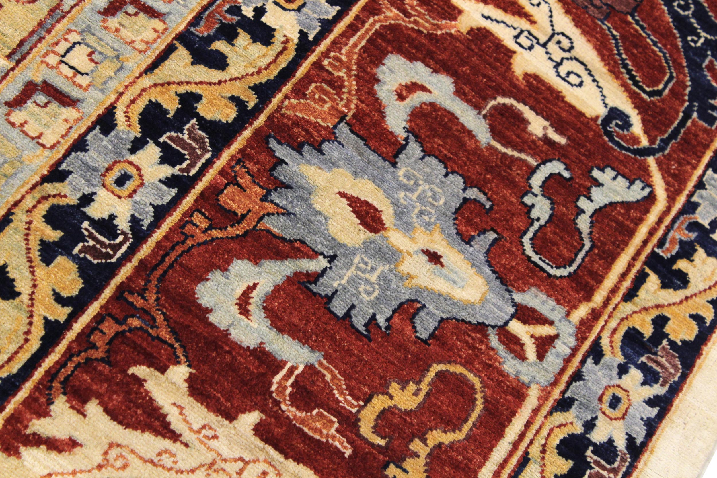 handmade Traditional Kafkaz Ivory Rust Hand Knotted RECTANGLE 100% WOOL area rug 12x15