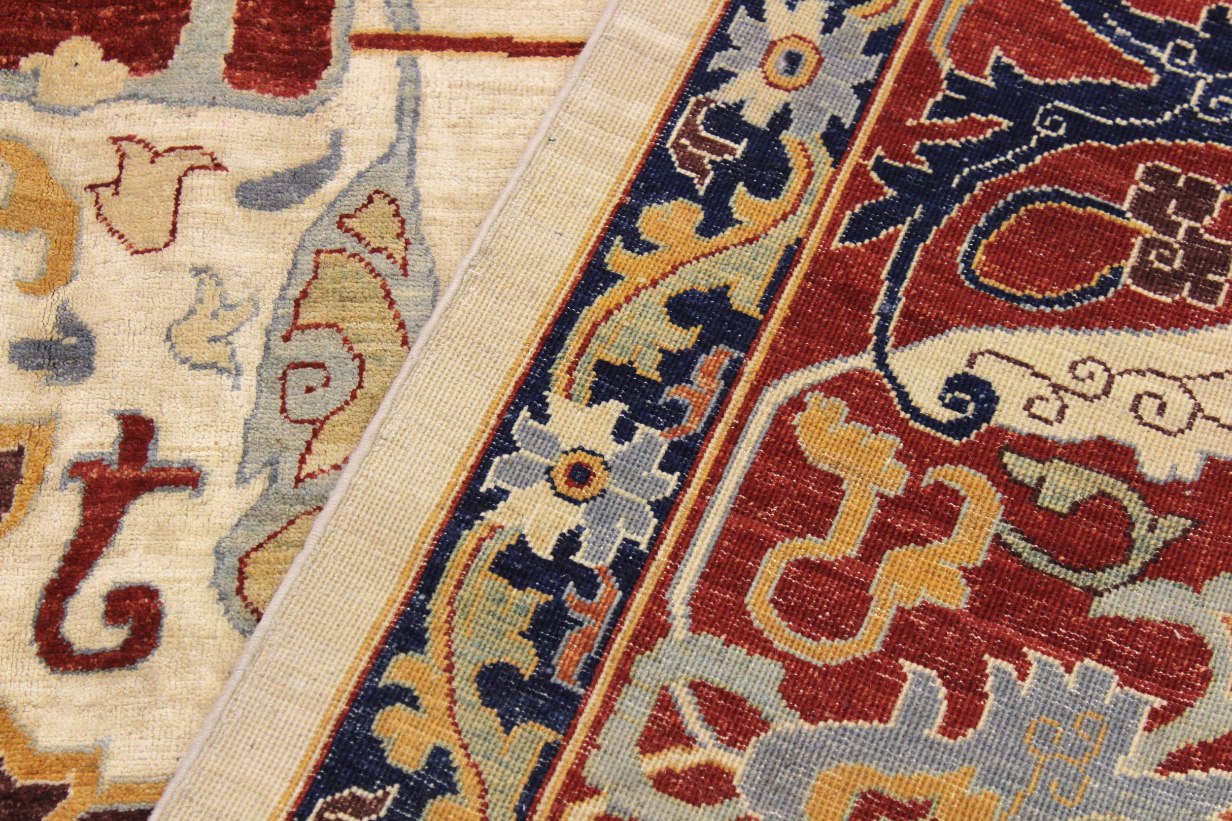 handmade Traditional Kafkaz Ivory Rust Hand Knotted RECTANGLE 100% WOOL area rug 12x15