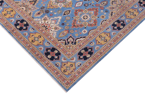 handmade Traditional Kafkaz Lt. Blue Blue Hand Knotted SQUARE 100% WOOL area rug 12x12