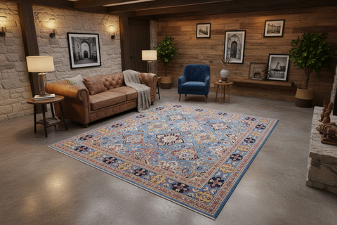 handmade Traditional Kafkaz Lt. Blue Blue Hand Knotted SQUARE 100% WOOL area rug 12x12