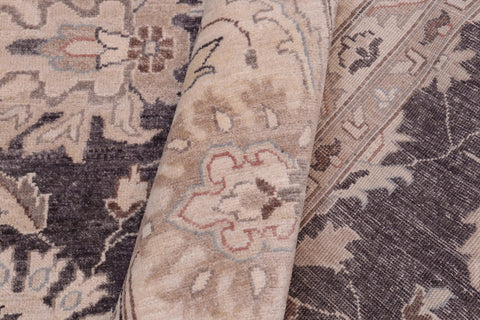 handmade Transitional Kafkaz Charcoal Tan Hand Knotted RECTANGLE 100% WOOL area rug 12' x 15'