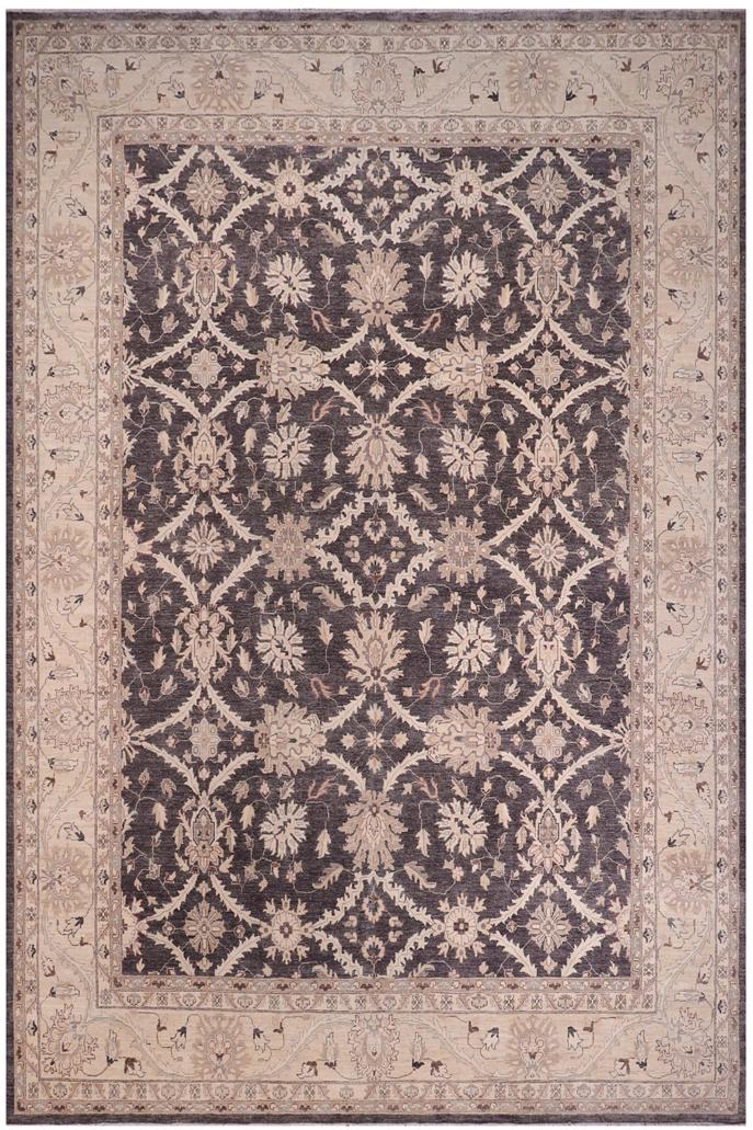 handmade Traditional Kafkaz Charcoal Tan Hand Knotted RECTANGLE 100% WOOL area rug 12X15