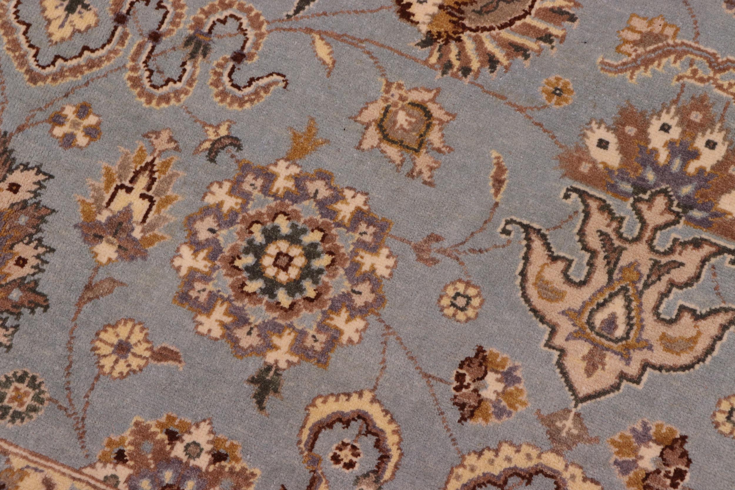 handmade Transitional Veg Dye Lt. Blue Lt. Tan Hand Knotted RECTANGLE 100% WOOL area rug 8' x 10'