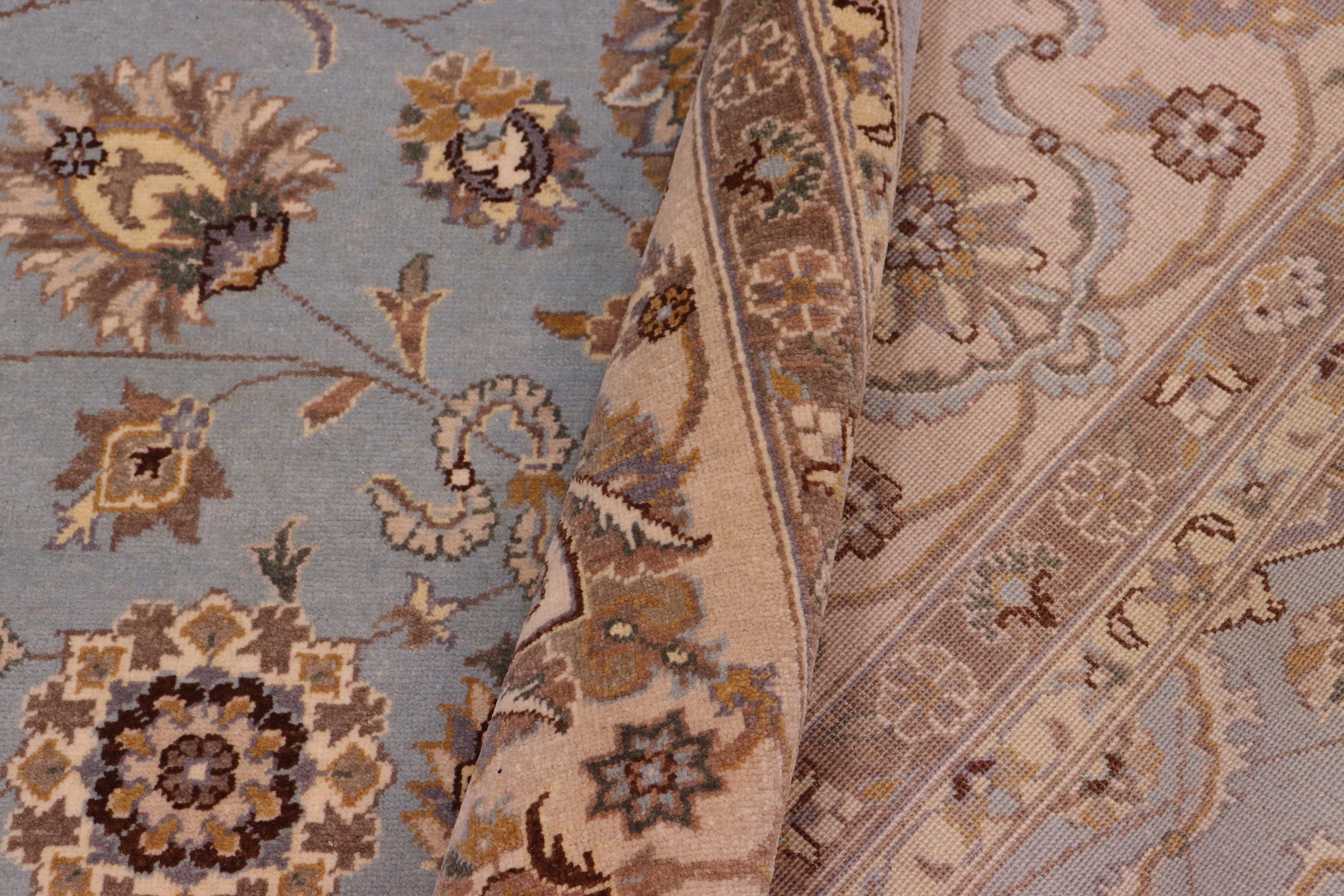 handmade Transitional Veg Dye Lt. Blue Lt. Tan Hand Knotted RECTANGLE 100% WOOL area rug 8' x 10'