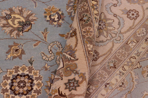 handmade Transitional Veg Dye Lt. Blue Lt. Tan Hand Knotted RECTANGLE 100% WOOL area rug 8' x 10'