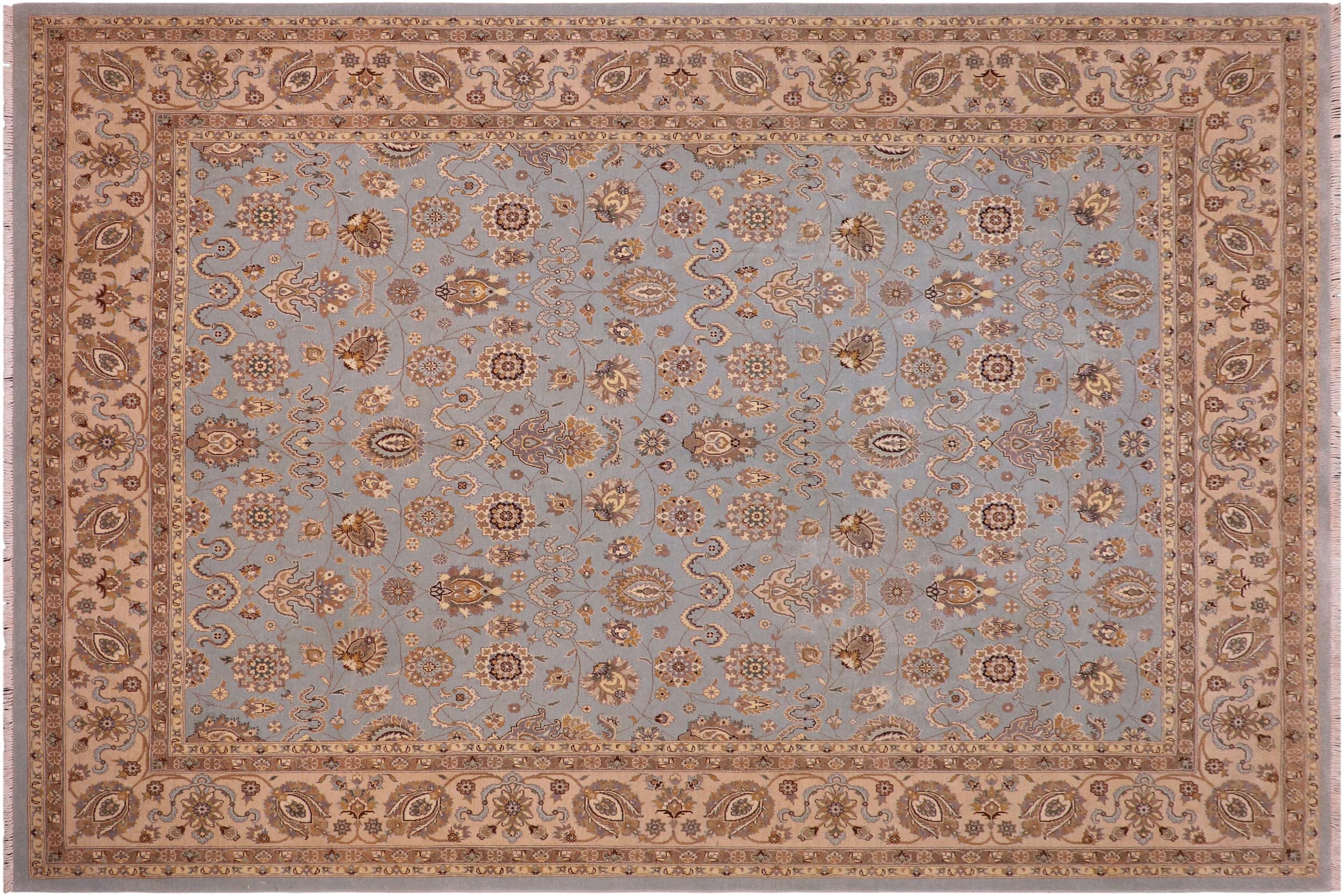 handmade Transitional Veg Dye Lt. Blue Lt. Tan Hand Knotted RECTANGLE 100% WOOL area rug 8' x 10'