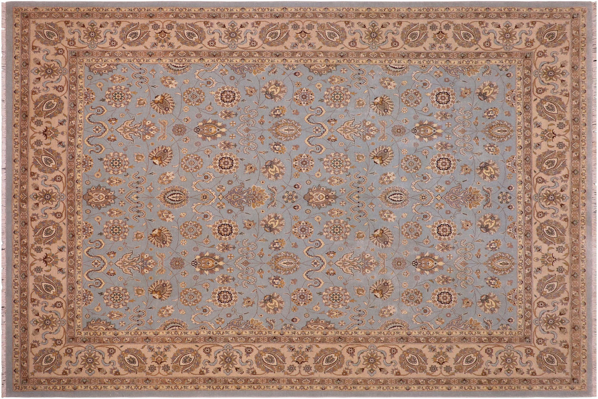 handmade Transitional Veg Dye Lt. Blue Lt. Tan Hand Knotted RECTANGLE 100% WOOL area rug 8' x 10'