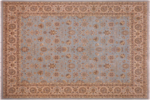 handmade Transitional Veg Dye Lt. Blue Lt. Tan Hand Knotted RECTANGLE 100% WOOL area rug 8' x 10'