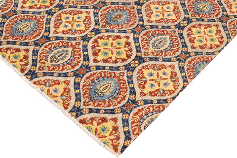 handmade Modern Kafkaz Blue Gray Hand Knotted RECTANGLE 100% WOOL area rug 8' x 10'