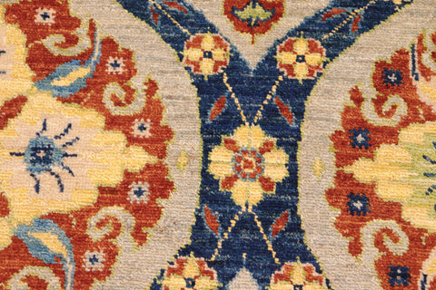 handmade Modern Kafkaz Blue Gray Hand Knotted RECTANGLE 100% WOOL area rug 8' x 10'