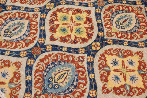 handmade Modern Kafkaz Blue Gray Hand Knotted RECTANGLE 100% WOOL area rug 8' x 10'