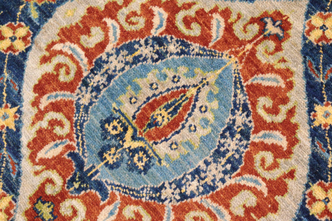 handmade Modern Kafkaz Blue Gray Hand Knotted RECTANGLE 100% WOOL area rug 8' x 10'