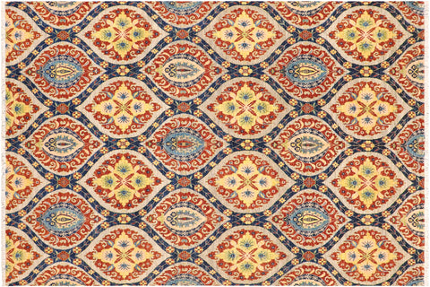 handmade Modern Kafkaz Blue Gray Hand Knotted RECTANGLE 100% WOOL area rug 8' x 10'